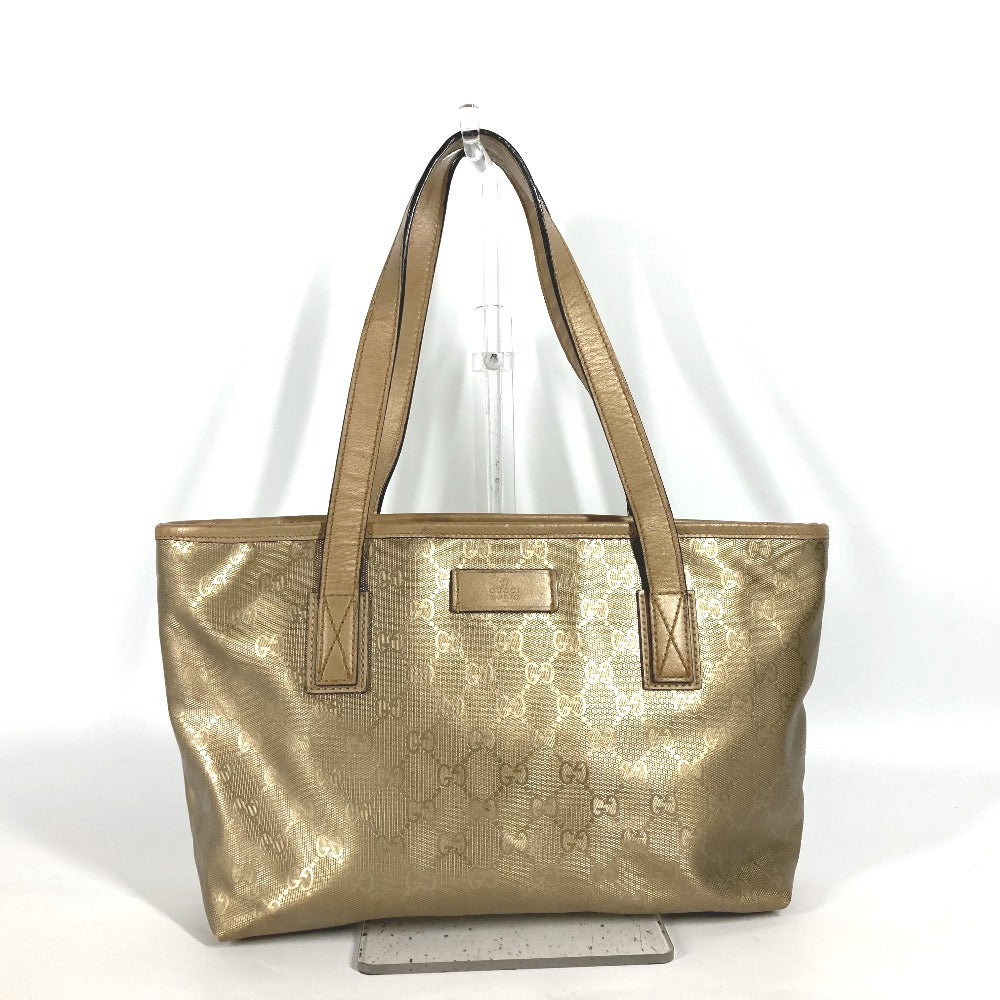 GUCCI Shoulder Bag 211138 PVC/Leather, GG Imprime gold GG Implication mens Used Authentic