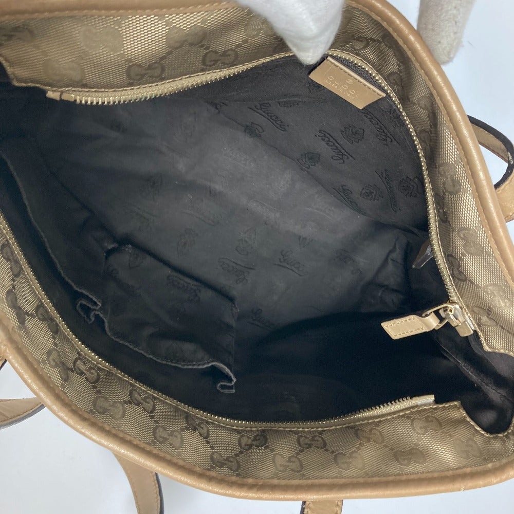 GUCCI Shoulder Bag 211138 PVC/Leather, GG Imprime gold GG Implication mens Used Authentic