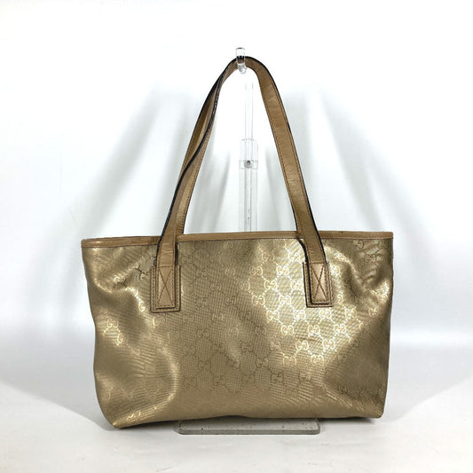 GUCCI Shoulder Bag 211138 PVC/Leather, GG Imprime gold GG Implication mens Used Authentic