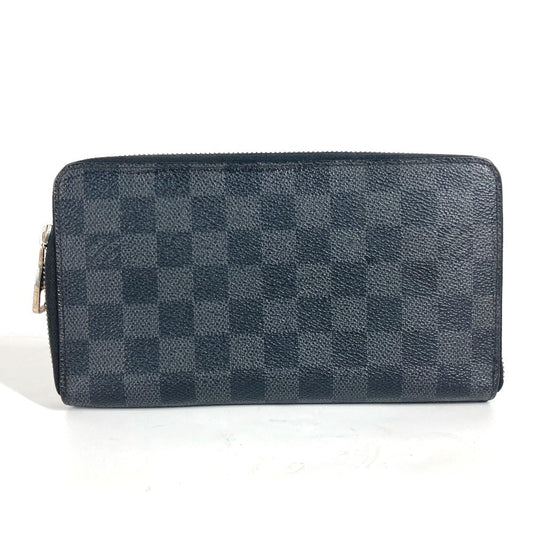 LOUIS VUITTON Long Wallet Purse N63077 Damier Grafitto Canvas black Damier Grafitte Zippy Organizer Women Used Authentic