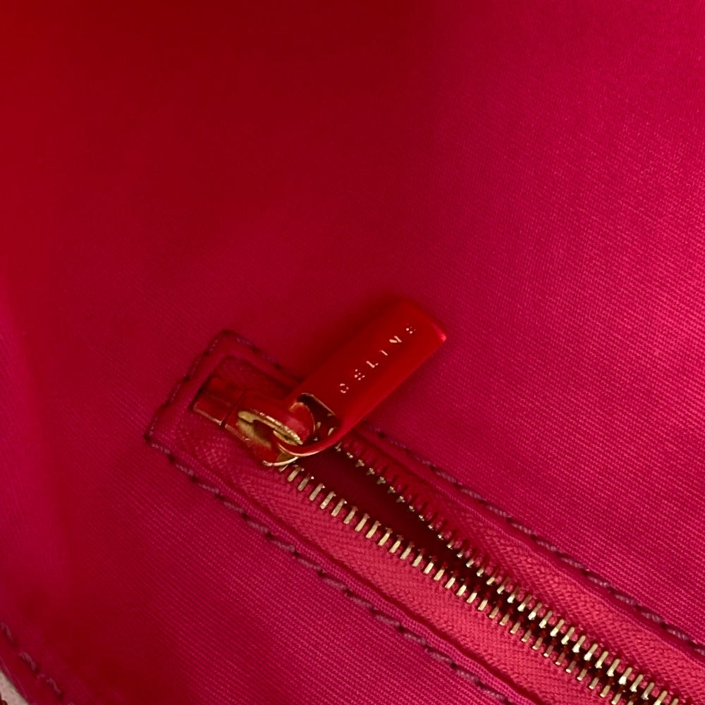 CELINE Shoulder Bag Leather / canvas green Botanical Pattern Triomphe logo Women Used Authentic