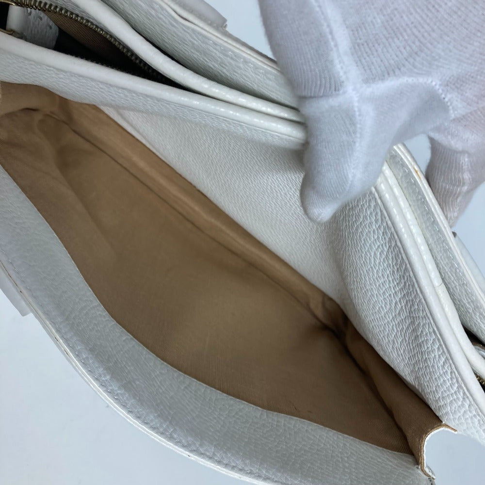 FENDI Shoulder Bag 8BN167 Roman leather white Horse Selleria logo Women Used Authentic