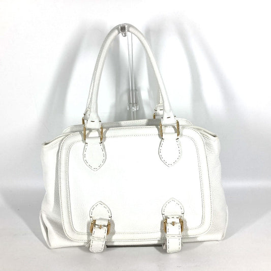 FENDI Shoulder Bag 8BN167 Roman leather white Horse Selleria logo Women Used Authentic