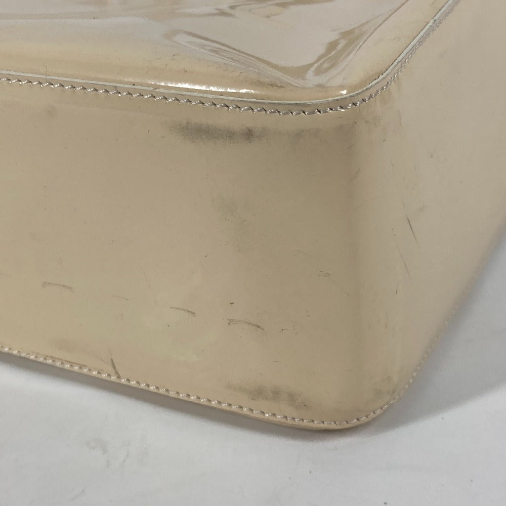 CHANEL Shoulder Bag Patent leather Ivorytype logo Women Used Authentic
