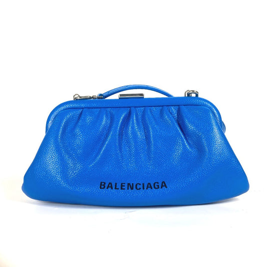 BALENCIAGA Clutch bag 618895 leather blue Cloud XS logo Cloud Women Used Authentic