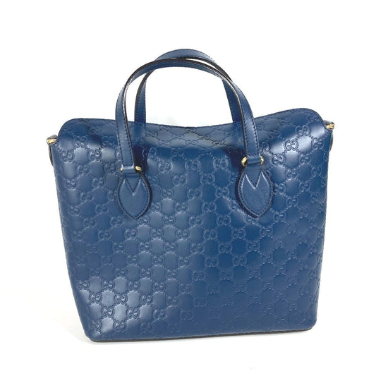 GUCCI Handbag 428226 Sima leather blue Signature Guccisima GG mens Used Authentic