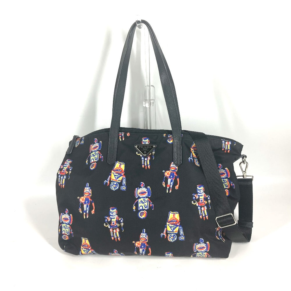 PRADA Tote Bag Nylon black Shoulder Bag Crossbody robot mens Used Authentic