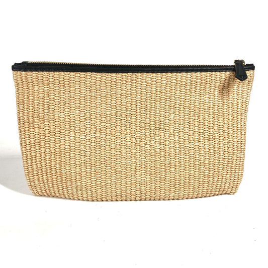 FENDI Clutch bag 8N0149 Raffia, Leather beige straw logo