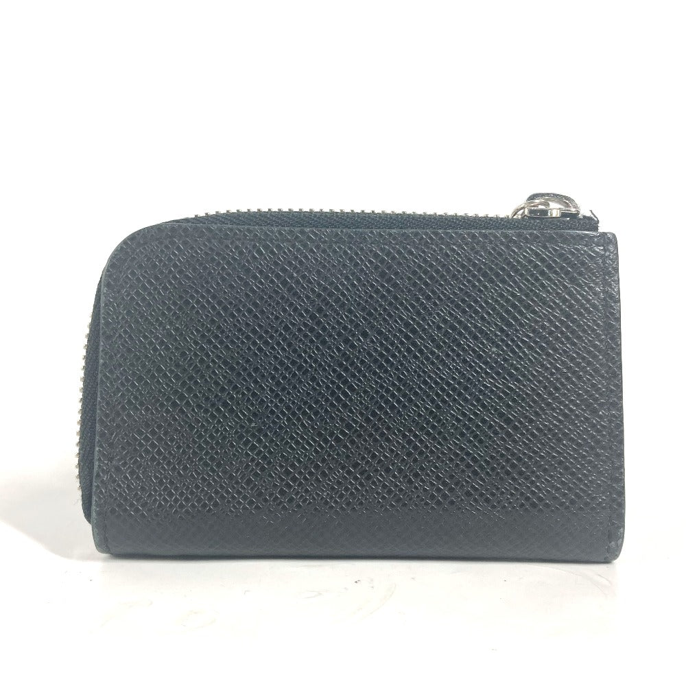 LOUIS VUITTON Coin case M63375 Taiga Leather black Taiga Portemonejour mens Used Authentic