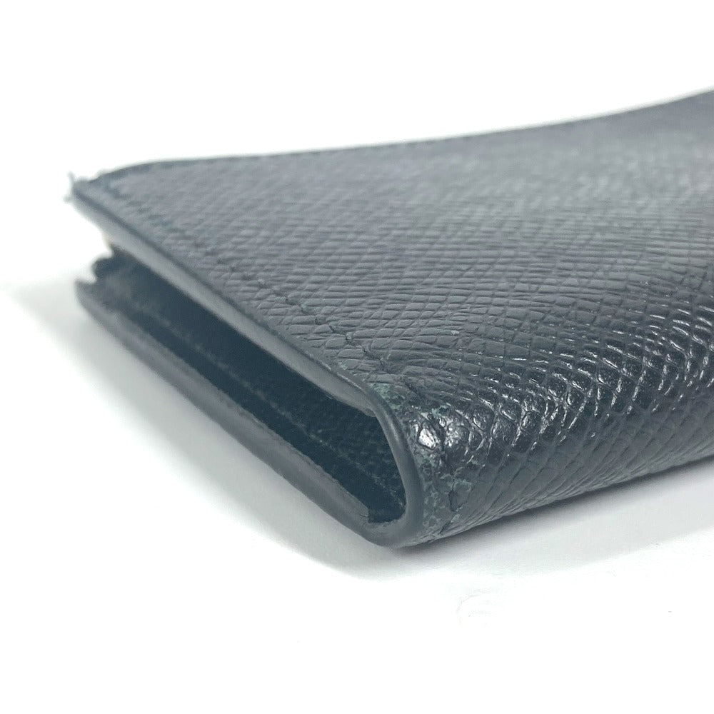 LOUIS VUITTON Coin case M63375 Taiga Leather black Taiga Portemonejour mens Used Authentic
