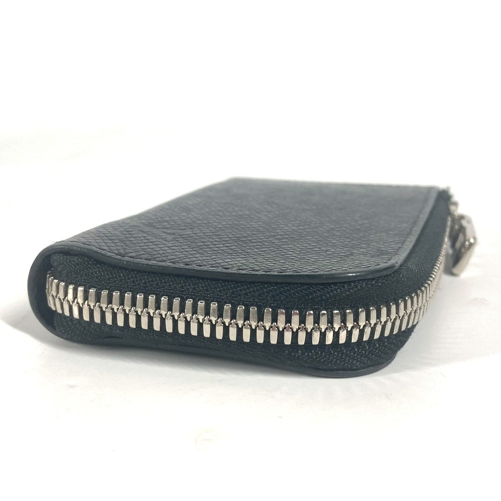 LOUIS VUITTON Coin case M63375 Taiga Leather black Taiga Portemonejour mens Used Authentic