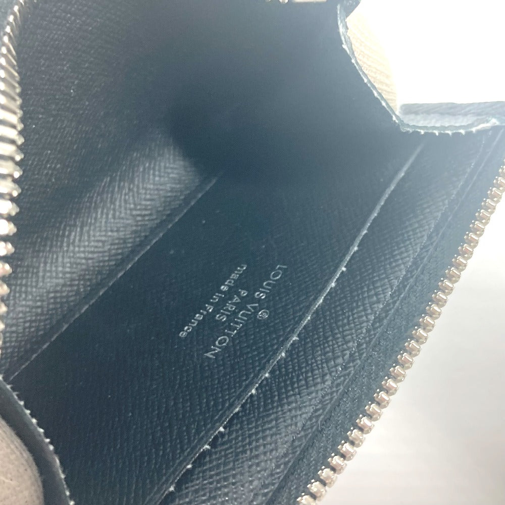 LOUIS VUITTON Coin case M63375 Taiga Leather black Taiga Portemonejour mens Used Authentic