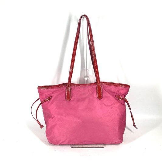 PRADA Shoulder Bag Nylon, enamel pink logo Women Used Authentic