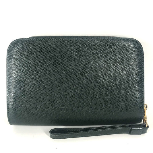 LOUIS VUITTON business bag M30184 Taiga Leather green Taiga Baikal mens Used Authentic