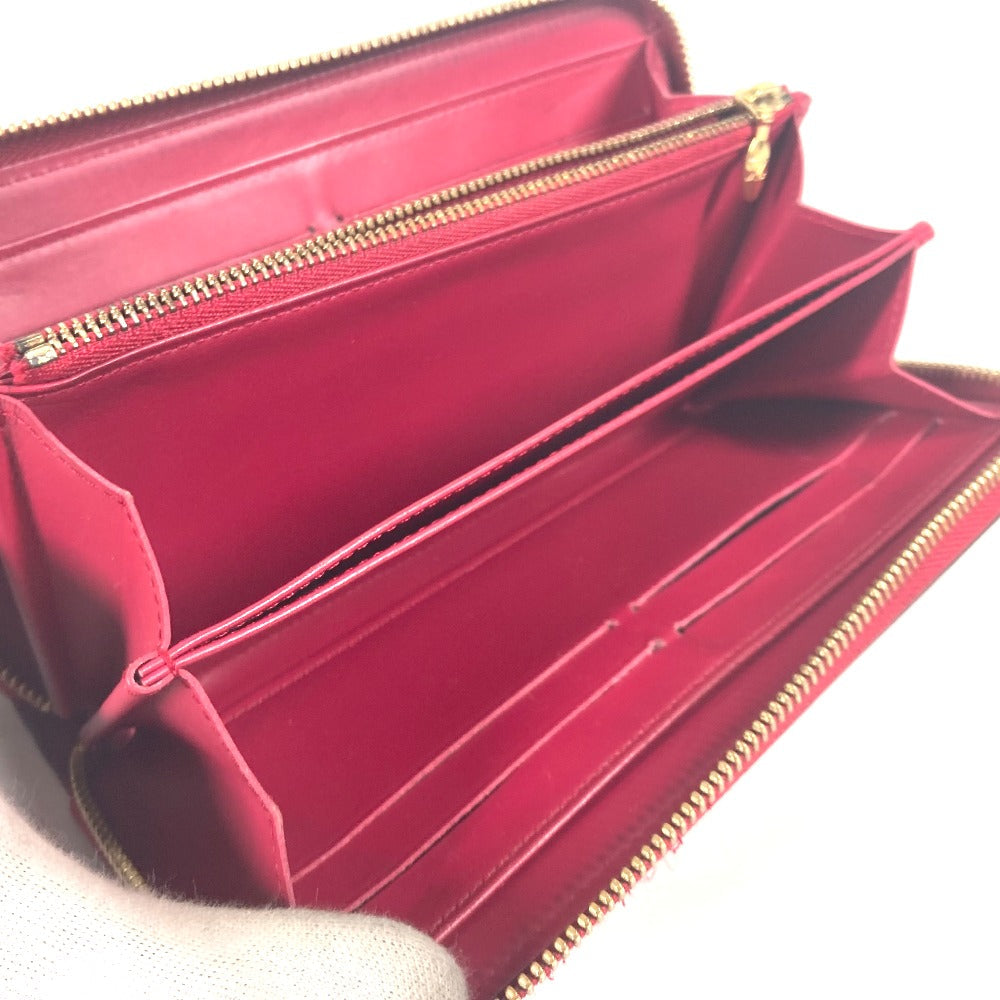 LOUIS VUITTON Long Wallet Purse M90123 Patent leather pink Vernis suite monogram Zippy wallet Women Used Authentic