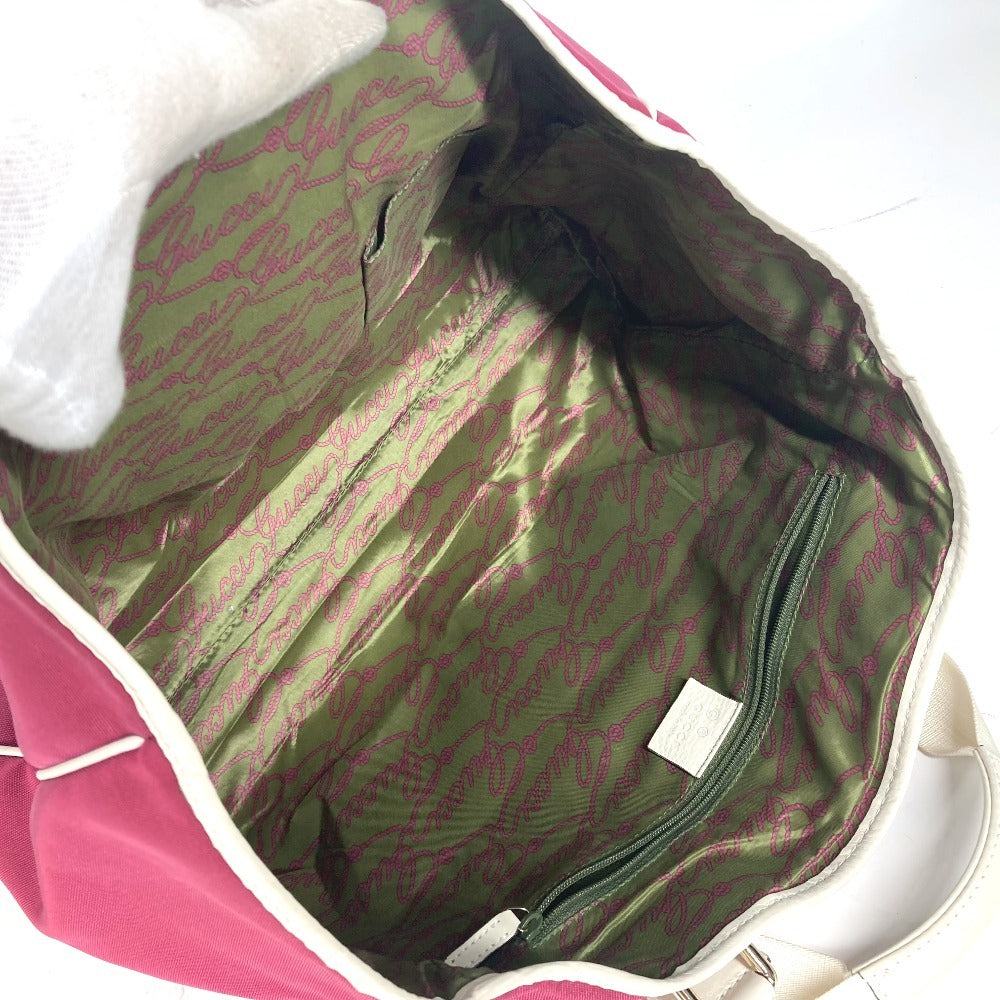 GUCCI Shoulder Bag 264216 Leather/nylon jacquard pink GG charm logo Women Used Authentic
