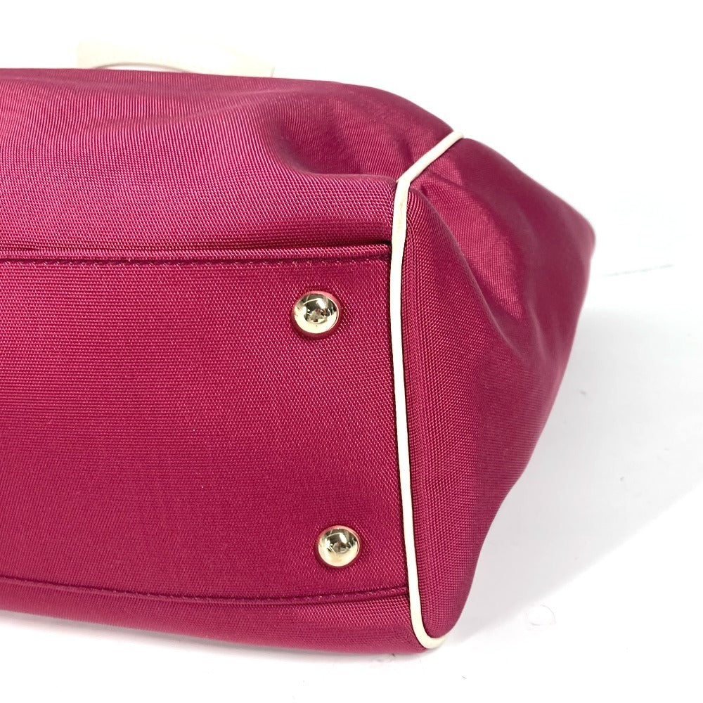 GUCCI Shoulder Bag 264216 Leather/nylon jacquard pink GG charm logo Women Used Authentic