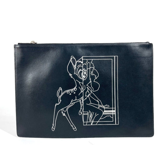 Givenchy Clutch bag leather black Disney DISNEY BAMBI unisex(Unisex) Used Authentic