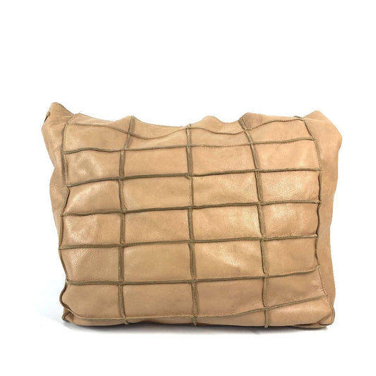 CHANEL Shoulder Bag leather beige vintage Chocolate bar Women Used Authentic