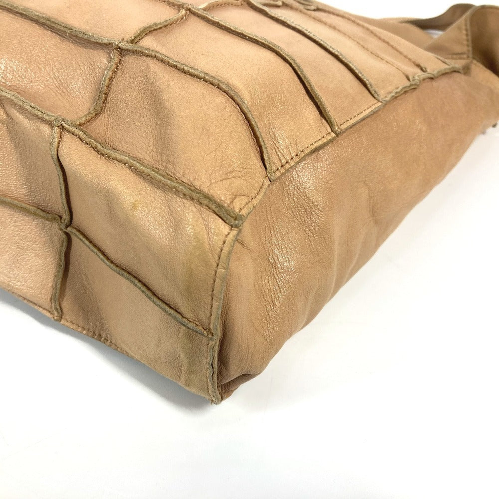 CHANEL Shoulder Bag leather beige vintage Chocolate bar Women Used Authentic
