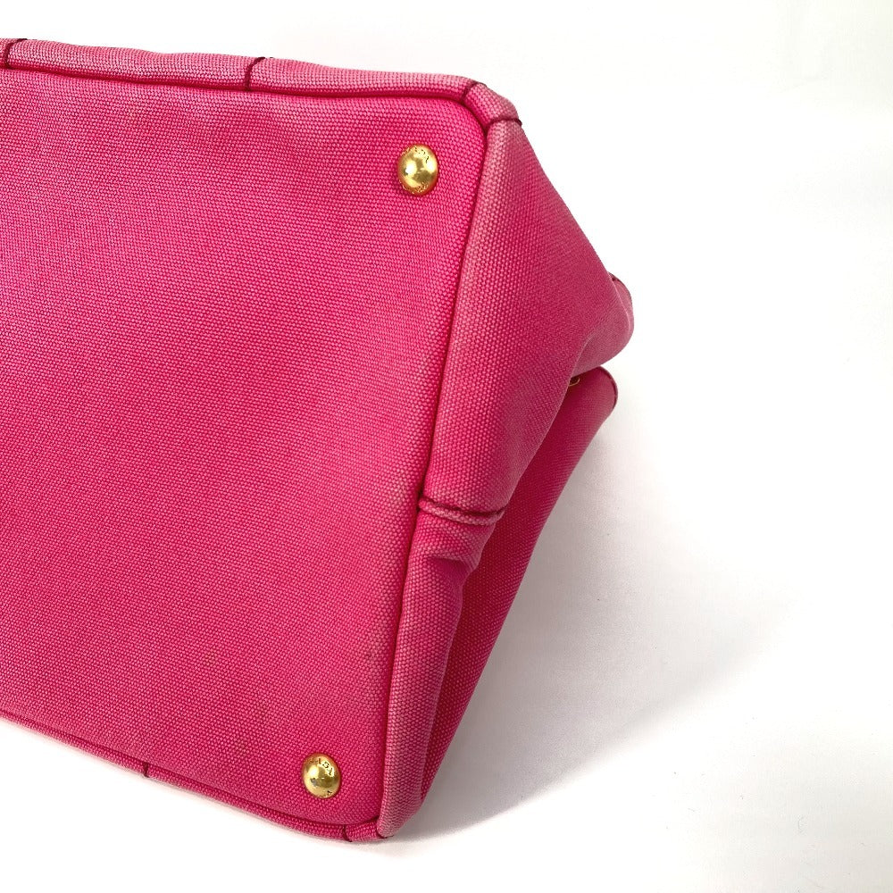 PRADA Tote Bag 1BG642 canvas pink Canapa logo M Women Used Authentic