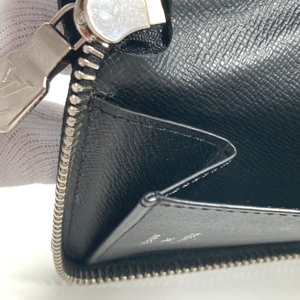 LOUIS VUITTON Long Wallet Purse M30731 Taiga Leather black Taiga Trio Color Zippy Wallet Vertical unisex(Unisex) Used Authentic