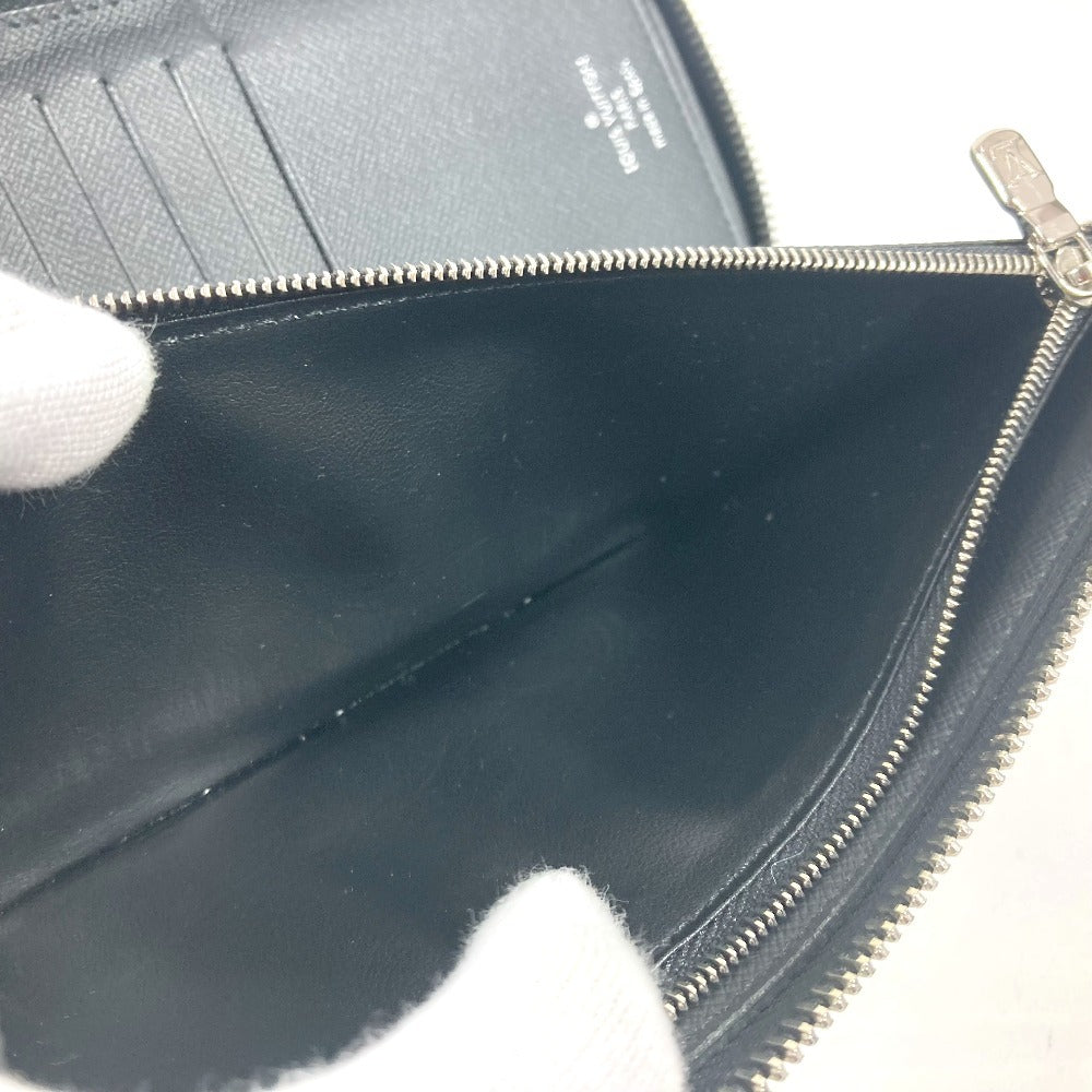 LOUIS VUITTON Long Wallet Purse M30731 Taiga Leather black Taiga Trio Color Zippy Wallet Vertical unisex(Unisex) Used Authentic