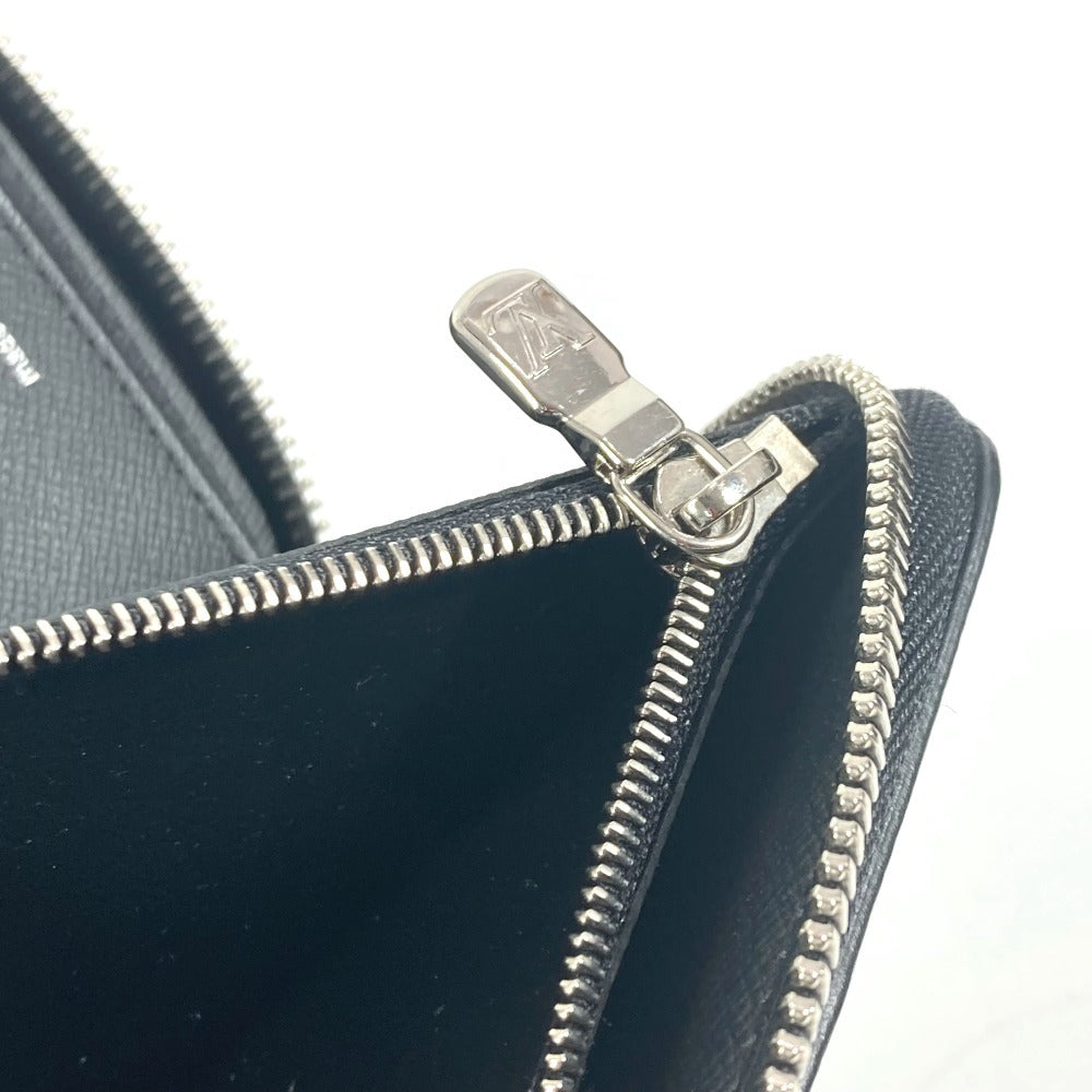 LOUIS VUITTON Long Wallet Purse M30731 Taiga Leather black Taiga Trio Color Zippy Wallet Vertical unisex(Unisex) Used Authentic