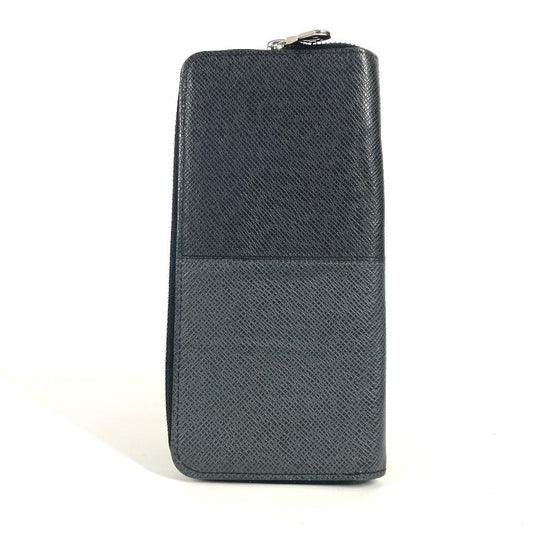 LOUIS VUITTON Long Wallet Purse M30731 Taiga Leather black Taiga Trio Color Zippy Wallet Vertical unisex(Unisex) Used Authentic