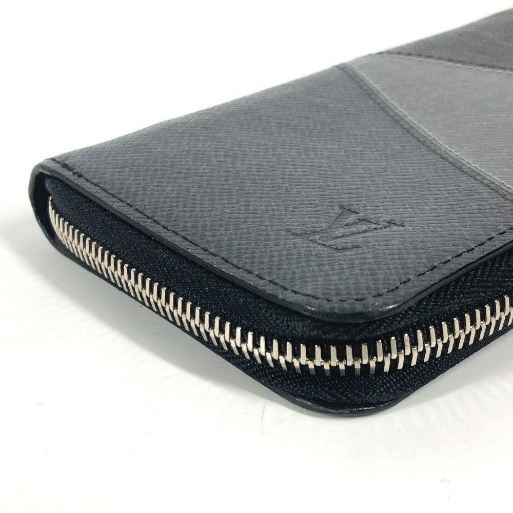 LOUIS VUITTON Long Wallet Purse M30731 Taiga Leather black Taiga Trio Color Zippy Wallet Vertical unisex(Unisex) Used Authentic
