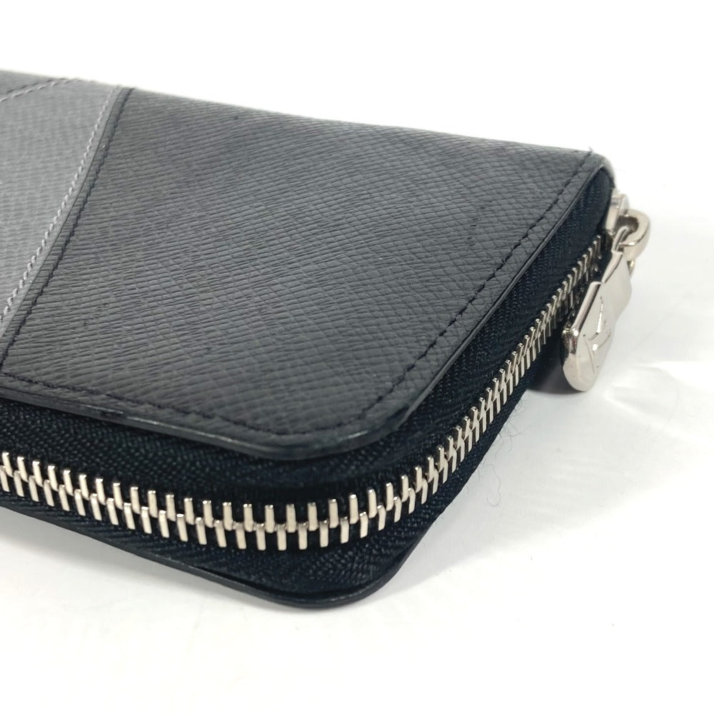 LOUIS VUITTON Long Wallet Purse M30731 Taiga Leather black Taiga Trio Color Zippy Wallet Vertical unisex(Unisex) Used Authentic