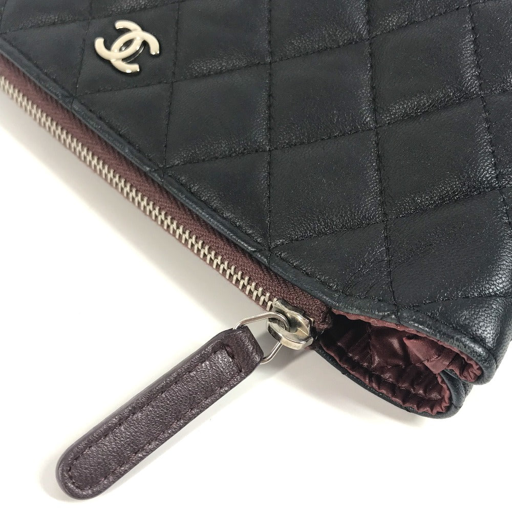 CHANEL Pouch leather black CC COCO Mark