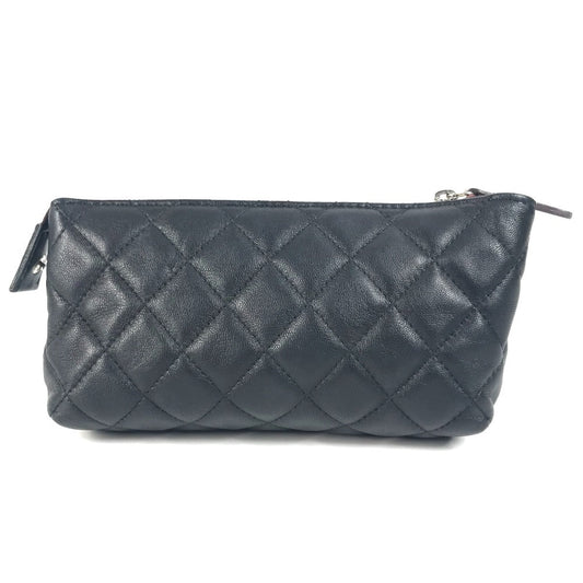 CHANEL Pouch leather black CC COCO Mark