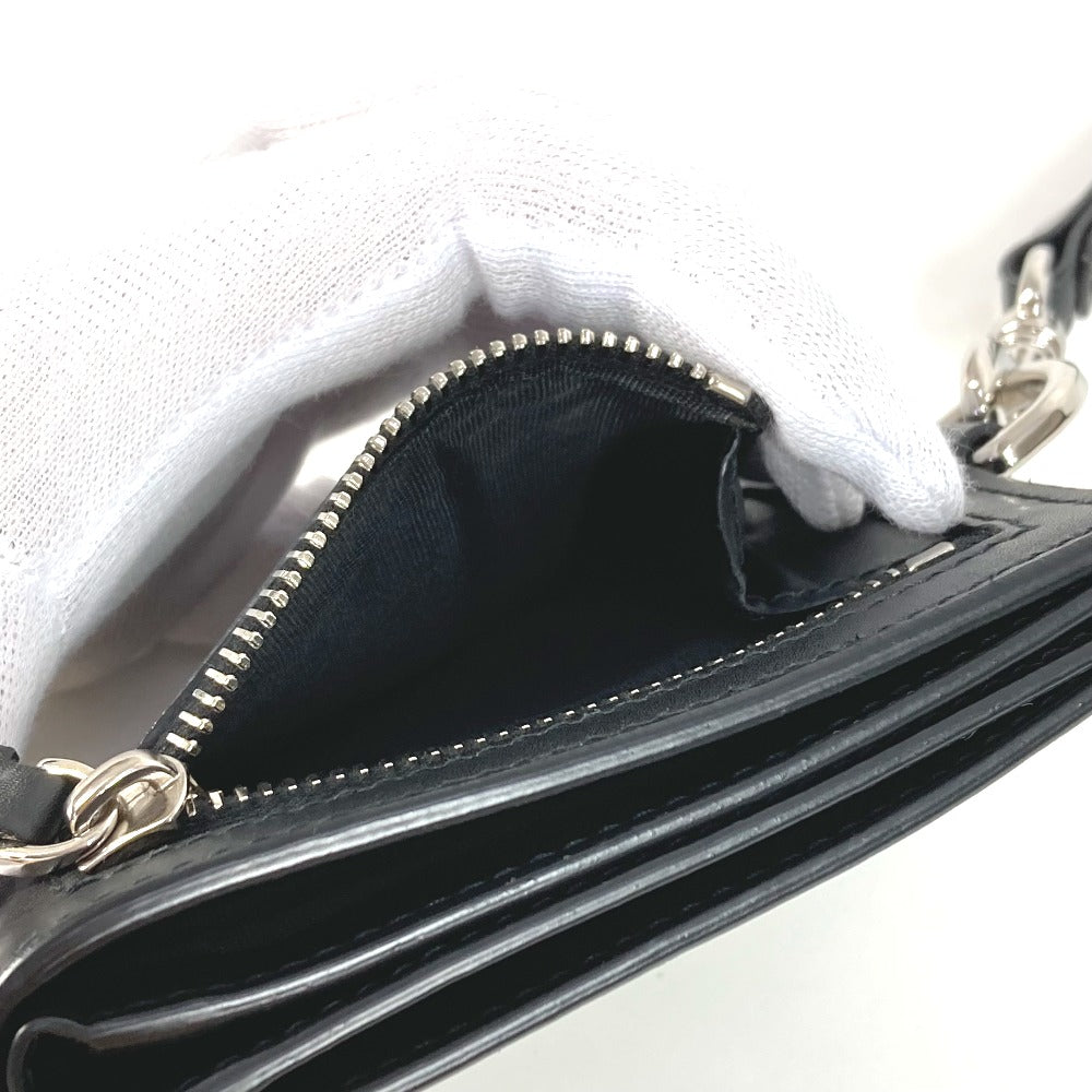 VALENTINO Folded wallet leather black VLTN logo neck wallet Women Used Authentic