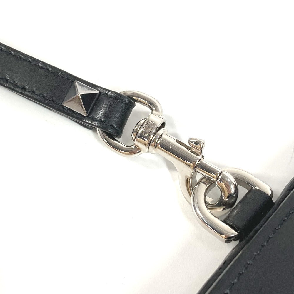 VALENTINO Folded wallet leather black VLTN logo neck wallet Women Used Authentic