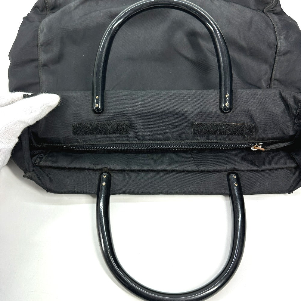 PRADA Handbag Nylon black Triangle logo plate Plat Stick handle unisex(Unisex) Used Authentic