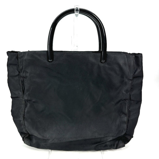 PRADA Handbag Nylon black Triangle logo plate Plat Stick handle unisex(Unisex) Used Authentic