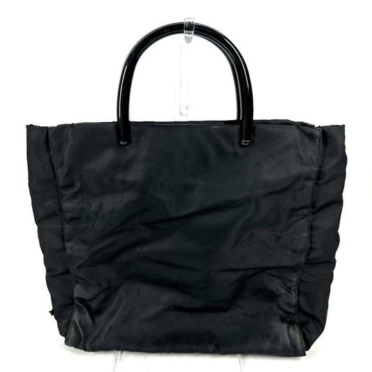 PRADA Handbag Nylon black Triangle logo plate Plat Stick handle unisex(Unisex) Used Authentic