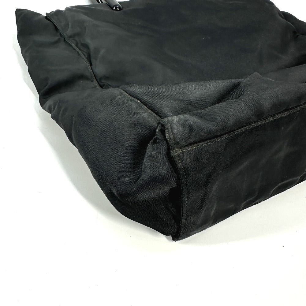 PRADA Handbag Nylon black Triangle logo plate Plat Stick handle unisex(Unisex) Used Authentic