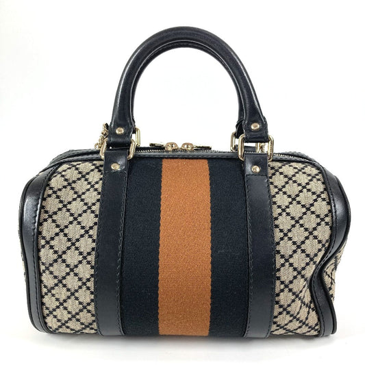 GUCCI Shoulder Bag Leather / canvas Navy Stripe logo