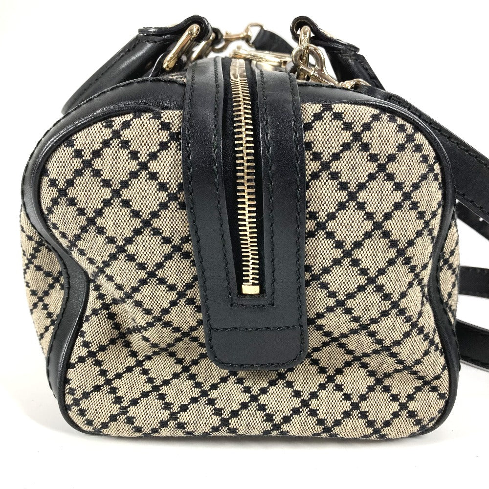 GUCCI Shoulder Bag Leather / canvas Navy Stripe logo