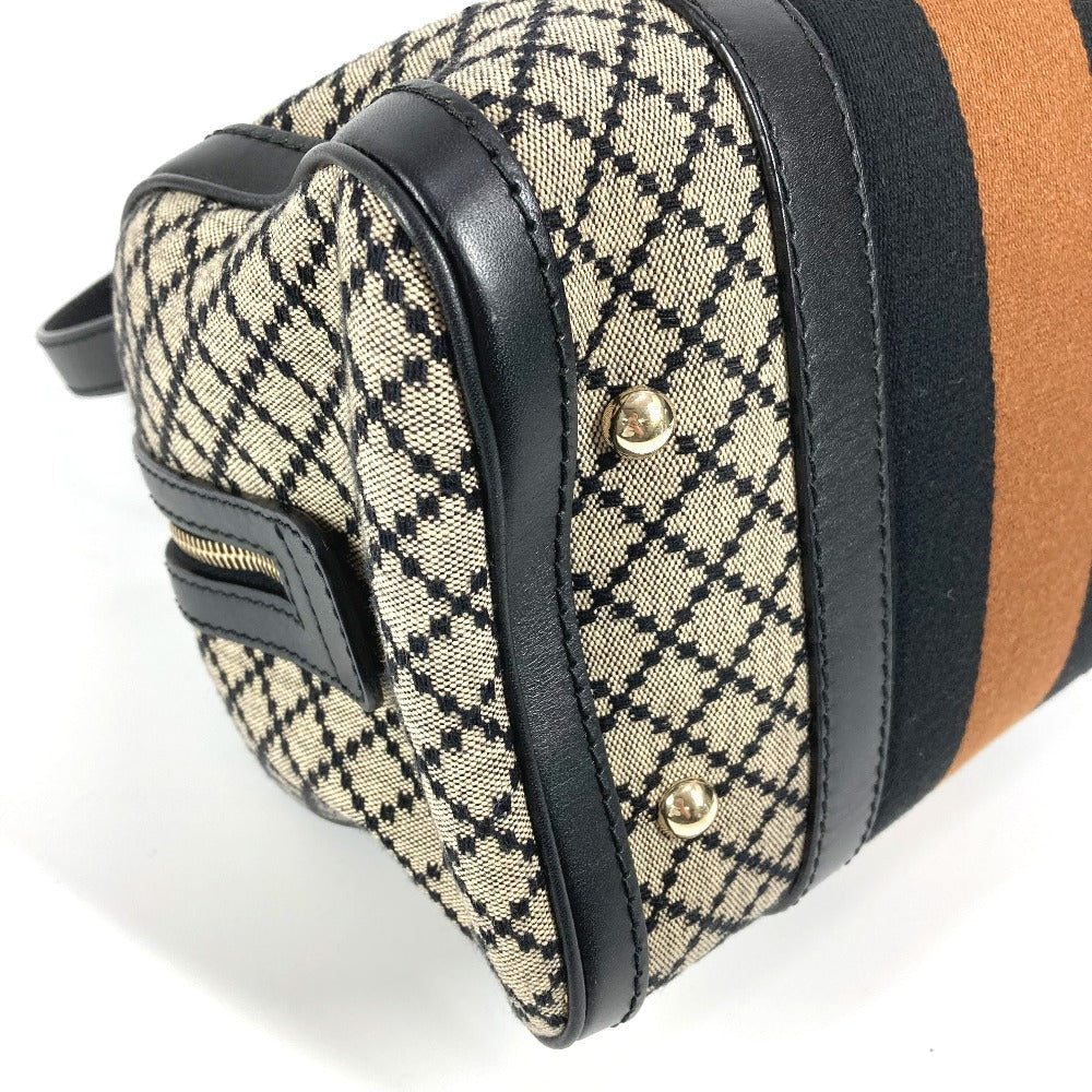 GUCCI Shoulder Bag Leather / canvas Navy Stripe logo