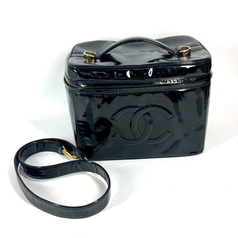 CHANEL Handbag Patent leather black vintage CC COCO Mark Vanity Bag