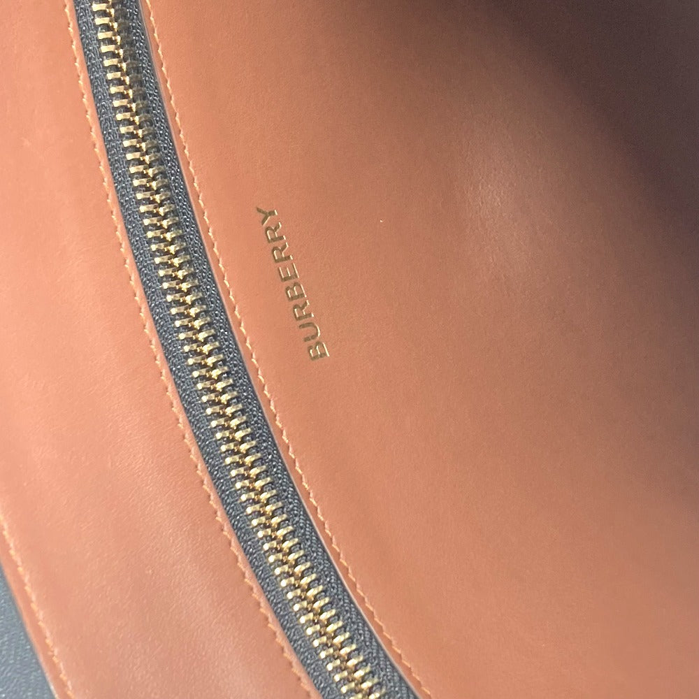 BURBERRY Clutch bag Leather / canvas Brown TB logo unisex(Unisex) Used Authentic
