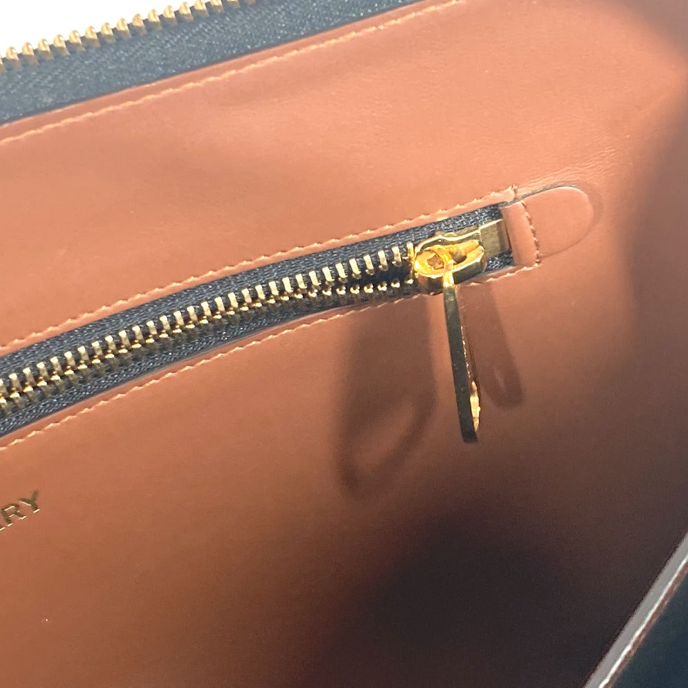 BURBERRY Clutch bag Leather / canvas Brown TB logo unisex(Unisex) Used Authentic