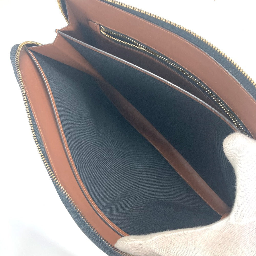BURBERRY Clutch bag Leather / canvas Brown TB logo unisex(Unisex) Used Authentic