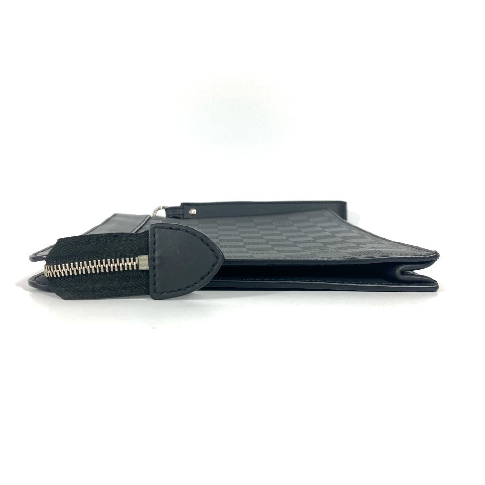 LOUIS VUITTON Clutch bag N60450 Damier Anfini Leather black Damier Anfini stand pouch unisex(Unisex) Used Authentic