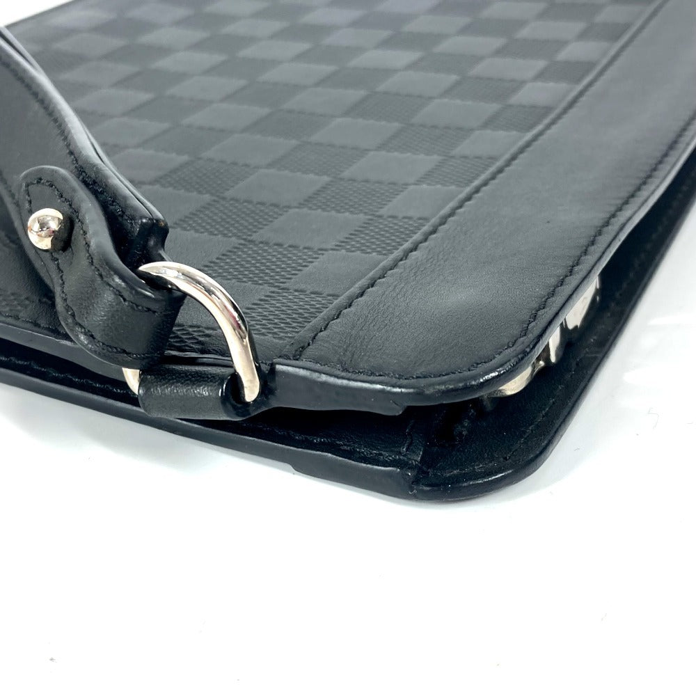 LOUIS VUITTON Clutch bag N60450 Damier Anfini Leather black Damier Anfini stand pouch unisex(Unisex) Used Authentic