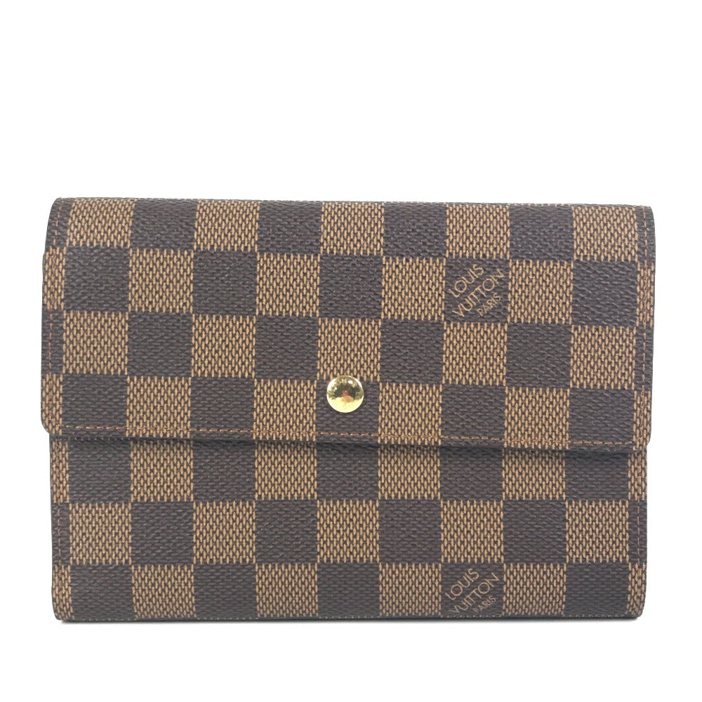LOUIS VUITTON Trifold wallet N61202 Damier canvas Brown Damier Porte Tresor Etui Papie unisex(Unisex) Used Authentic