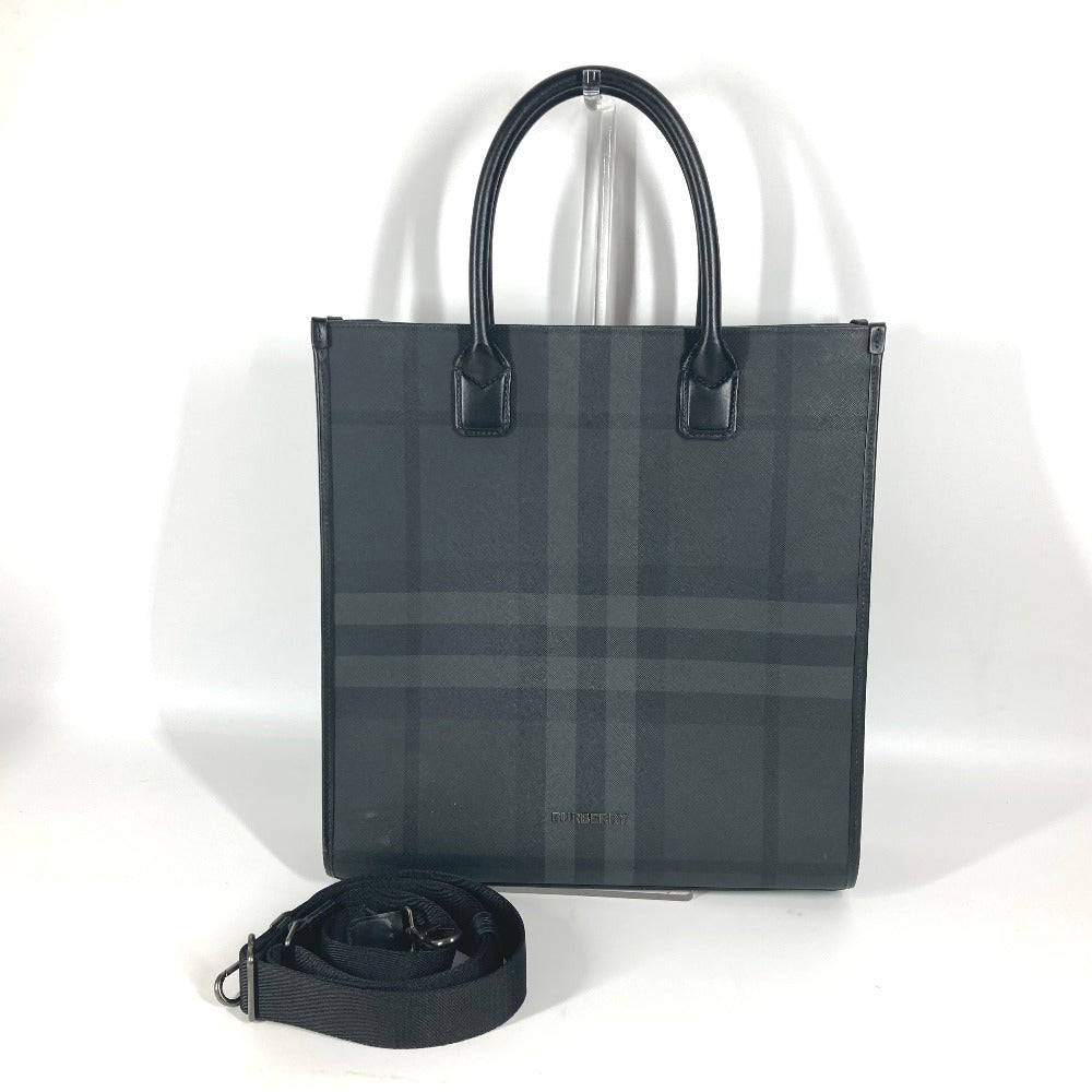 BURBERRY Business bag 8062951 Leather / PVC black Check logo SLIM DENNY PT BRT Slim Bar Tikal Denny Tote